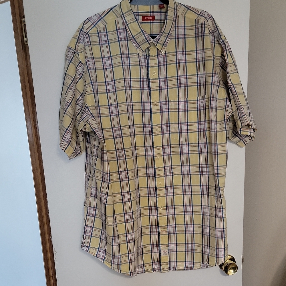IZOD Men's Yellow Plaid Shirt , Size 2 XXT